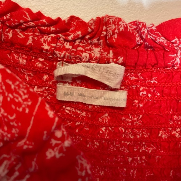 Urban Outfitters Red Floral Smocked Crop Top Skirt Set Size Medium Floral Design - Picture 4 of 5